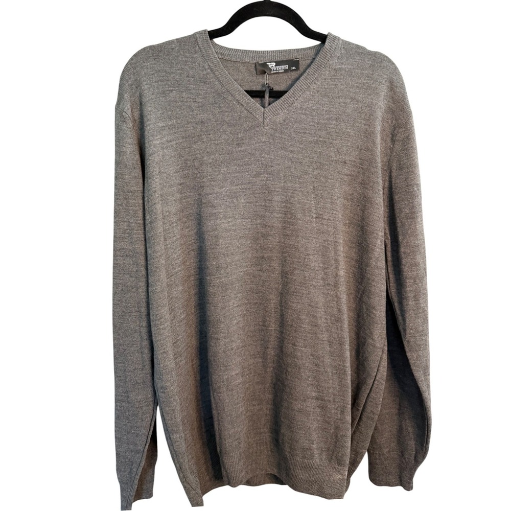 Tailored Recreation Sweater Mens 3XL Gray Cotton Wool Blend Grandpa Quiet Luxury